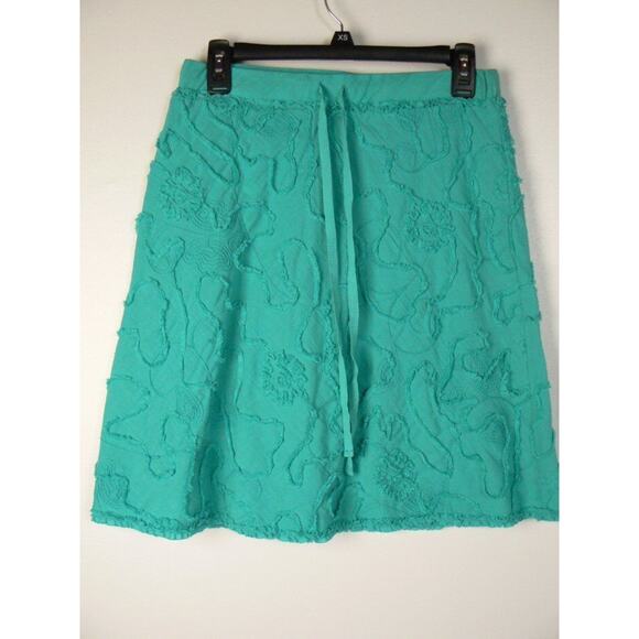 Sophie Max Turquoise Blue Floral Applique A-line Cotton Skirt XS 0 2 NEW S320 - Picture 1 of 4